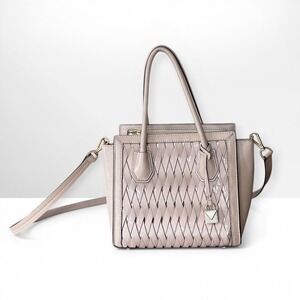 Pink Michael Kors Woven Leather Satchel